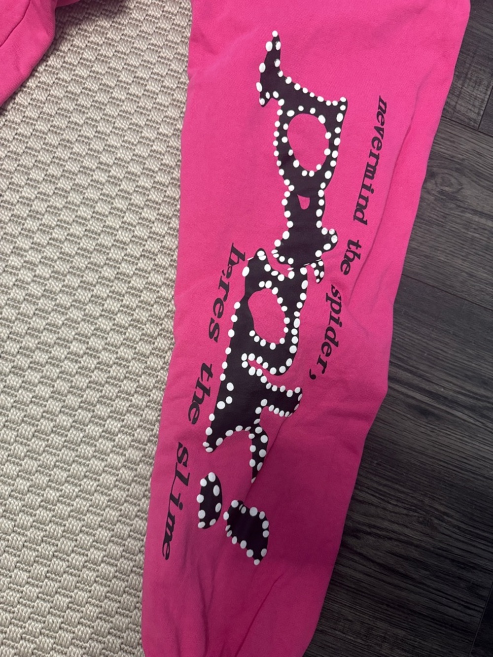 Hot Pink spider Graphic Sweatpants with Bold Black & White Print